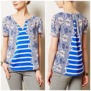 Maeve Archivist Silk Paisley Top Anthropologie XS